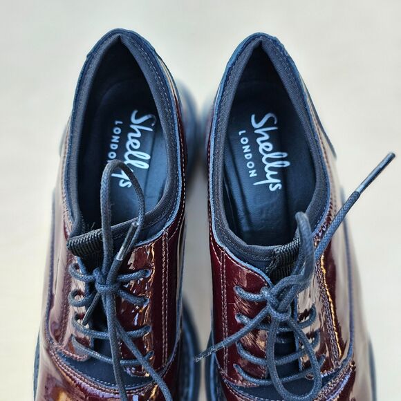 Shellys London Womens Oxfords Burgundy Lace Up Womens Shoes Size 41 - Picture 6 of 7